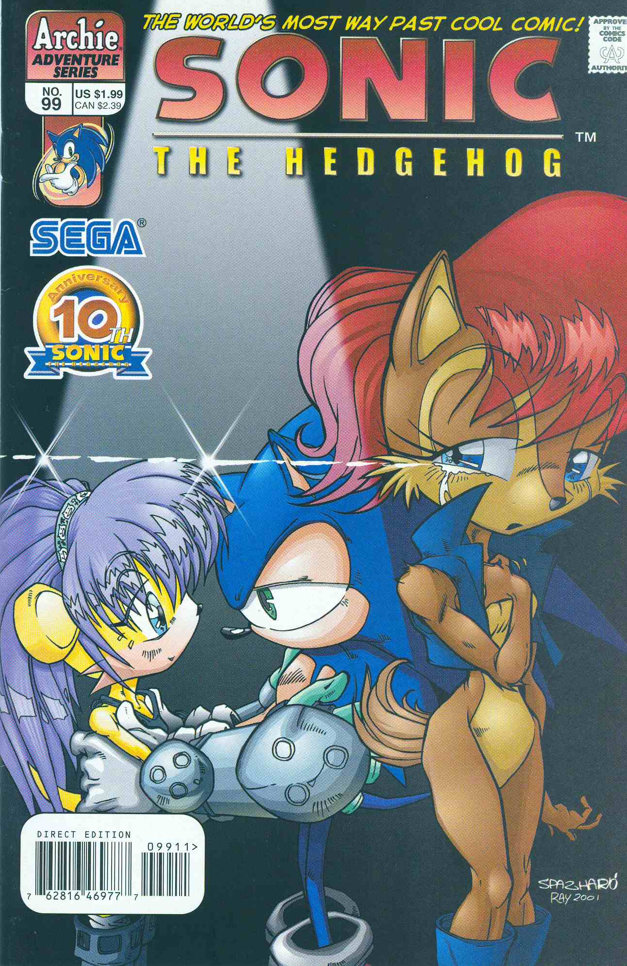 Sonic - Archie Adventure Series August 2001 Comic cover page